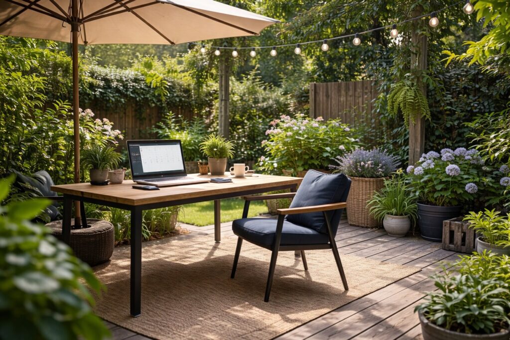 Een werkplek in de tuin maken: duurzaam, comfortabel en toekomstgericht werken in het groen