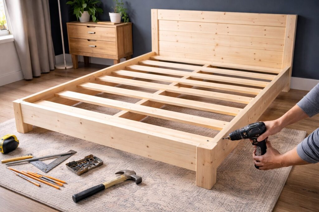 bedframe maken, bedframe