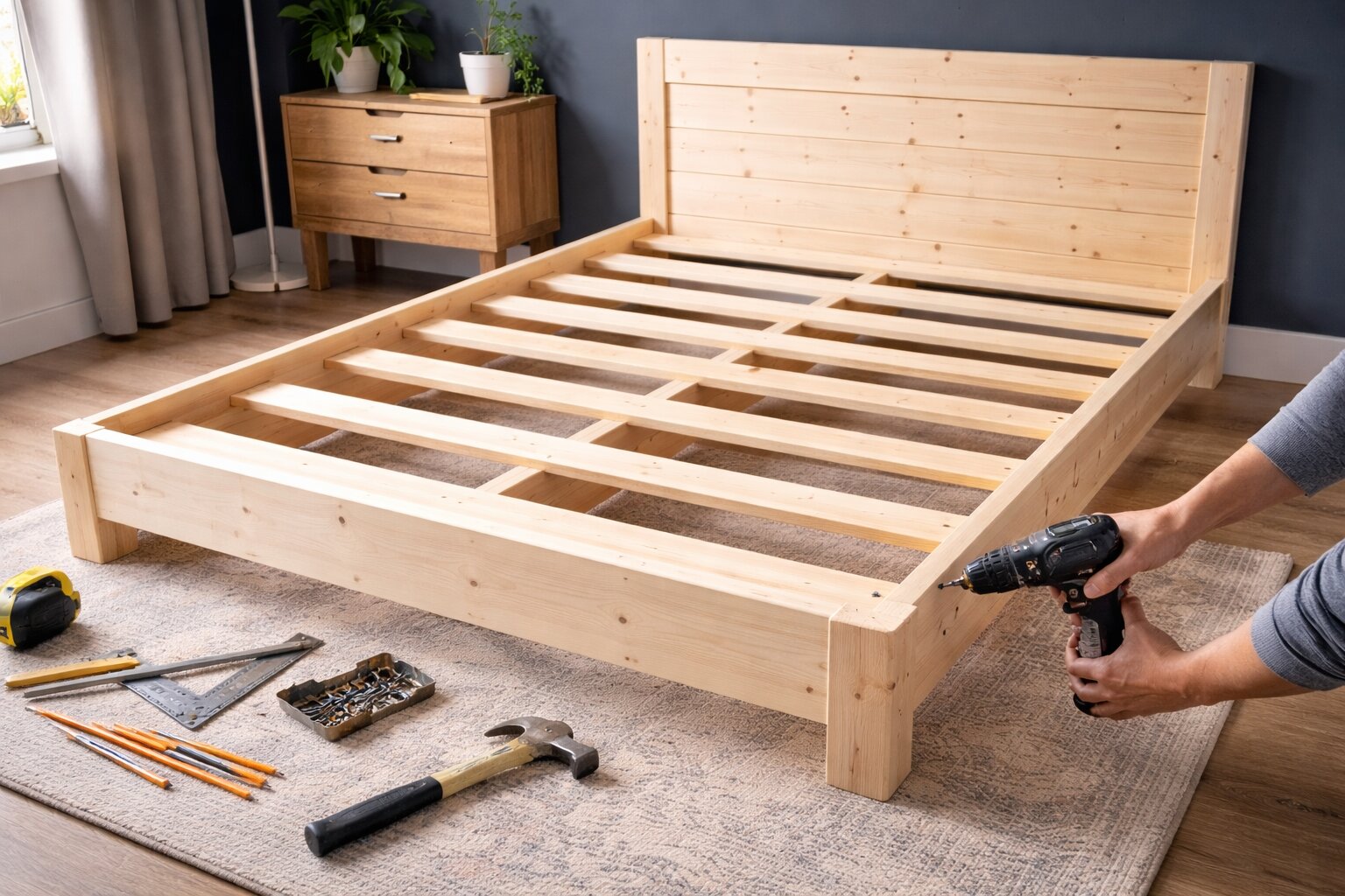 bedframe maken, bedframe