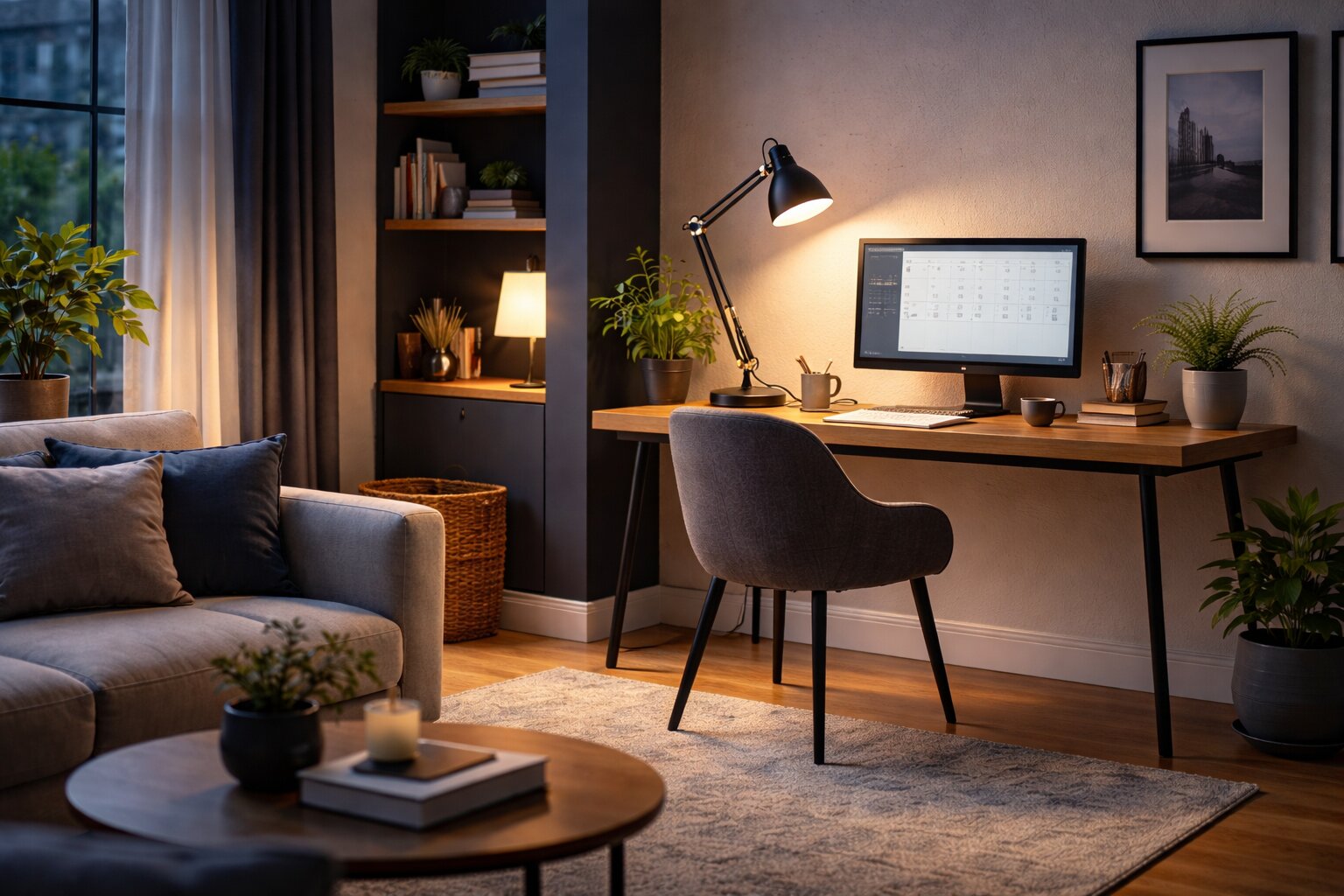 verlichting thuiswerkplek, thuiswerkplek