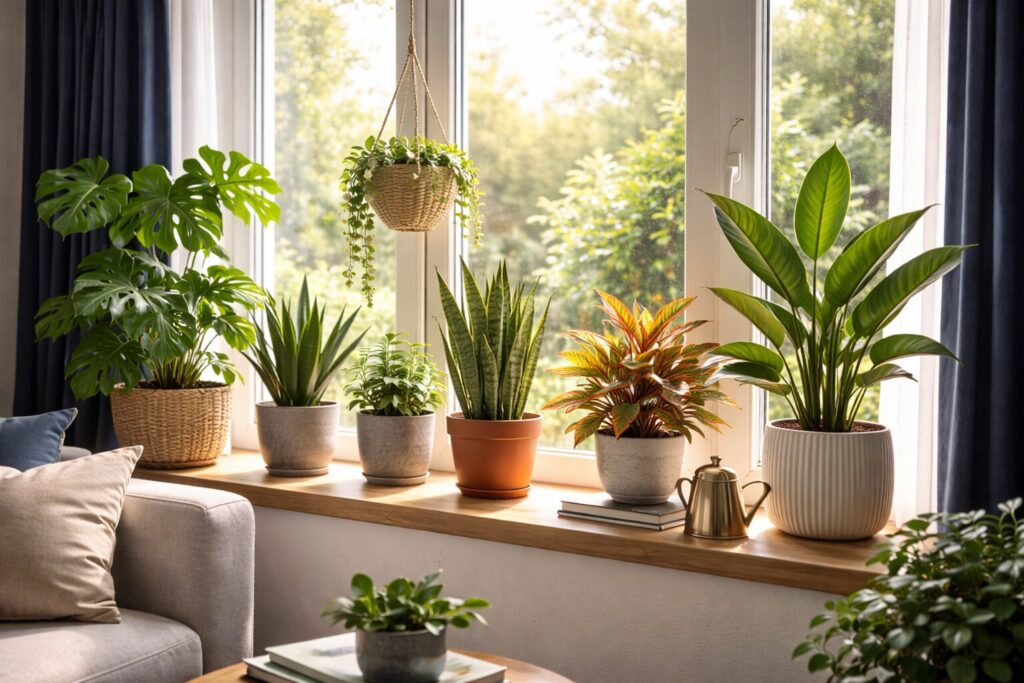 Planten voor een raam op het zuiden kiezen en verzorgen met vertrouwen
